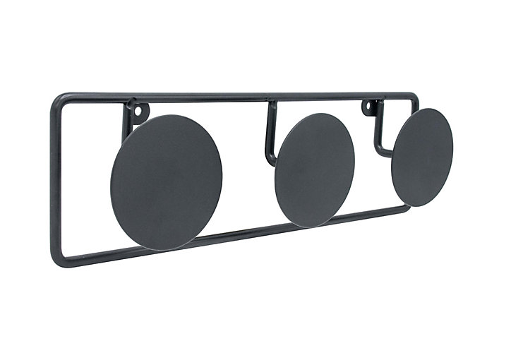 Patère murale à 3 têtes taille M Cime L. 40 cm, acier noir