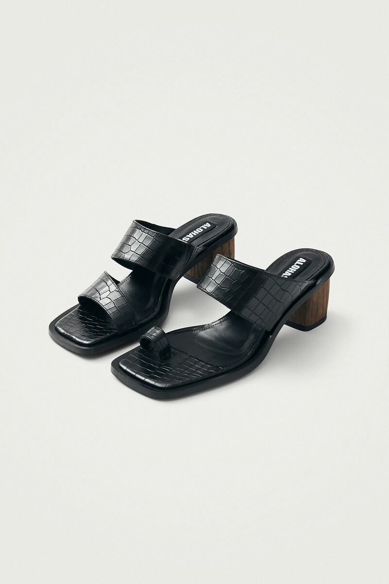 ALOHAS<br>Mules de couro Gabin com salto