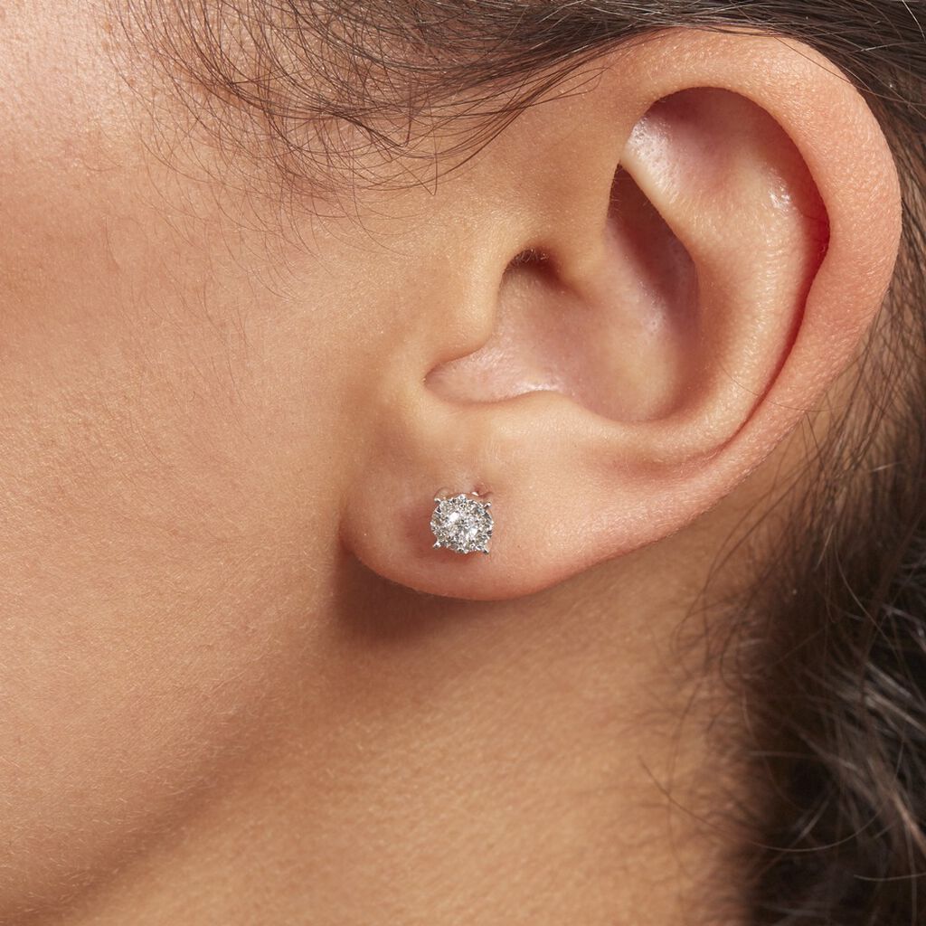 Boucles D'oreilles Puces Artemis Or Blanc Diamant