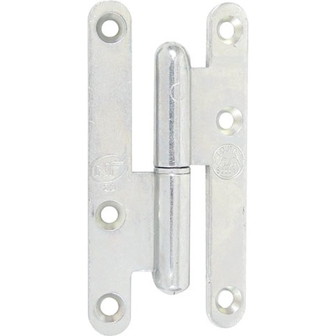 Paumelle de Paris bois bouts ronds - gauche - H 95 mm - l :  45 mm - zingué