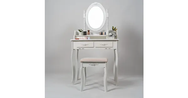 Schminktisch Rose mit Spiegel MDF weiss lackiert