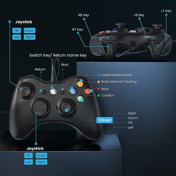 Gamepad Joystick Spillkontroller til Xbox 360 PC Windows