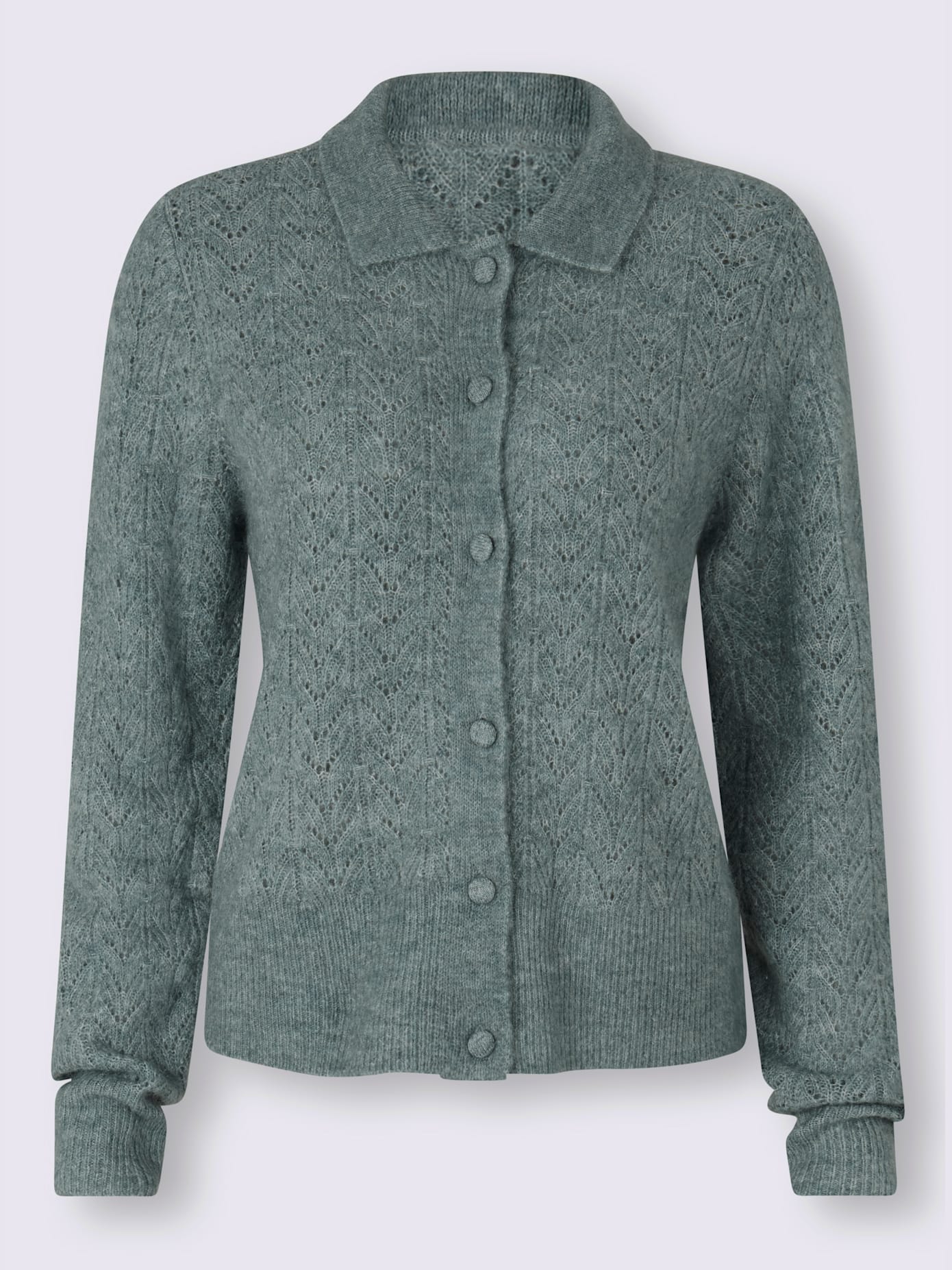 Veste en tricot motif ajouré transparent discret