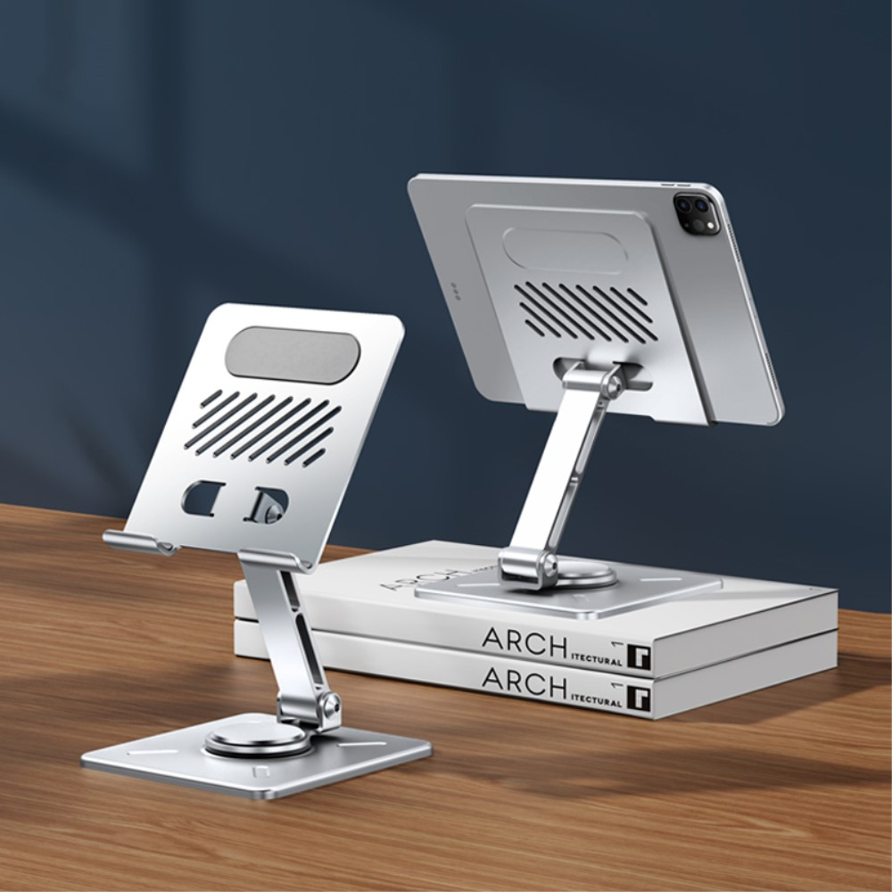 360° Faltbare Aluminium Handy / Smartphone Halterung Tisch Ständer - Silber