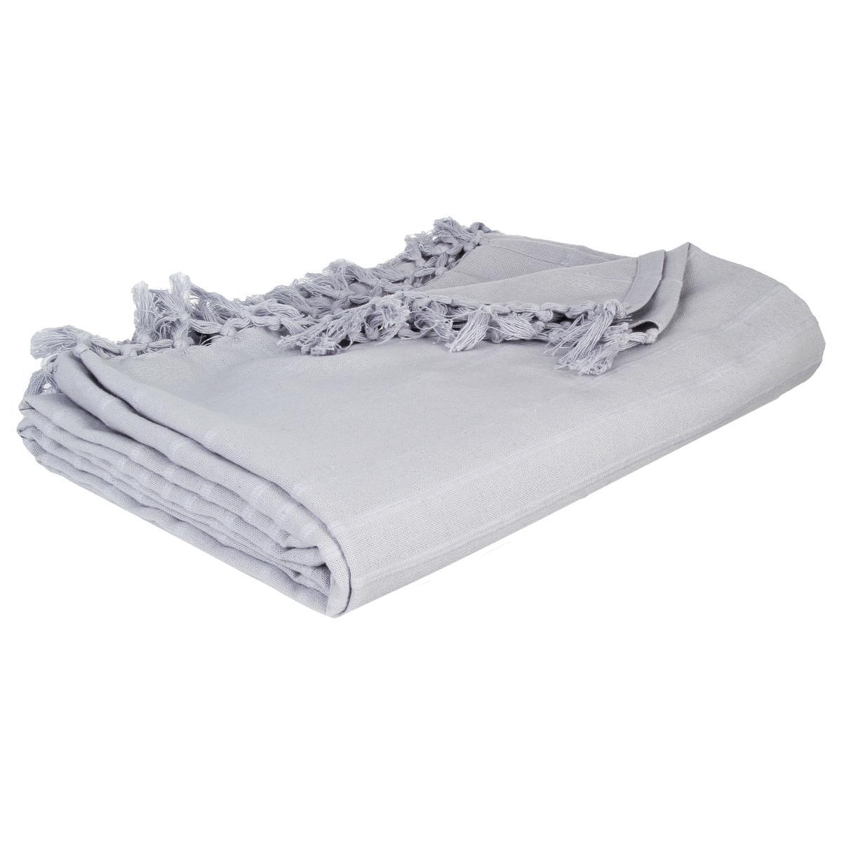 JETE DE LIT EN COTON GRIS CLAIR 160X220CM