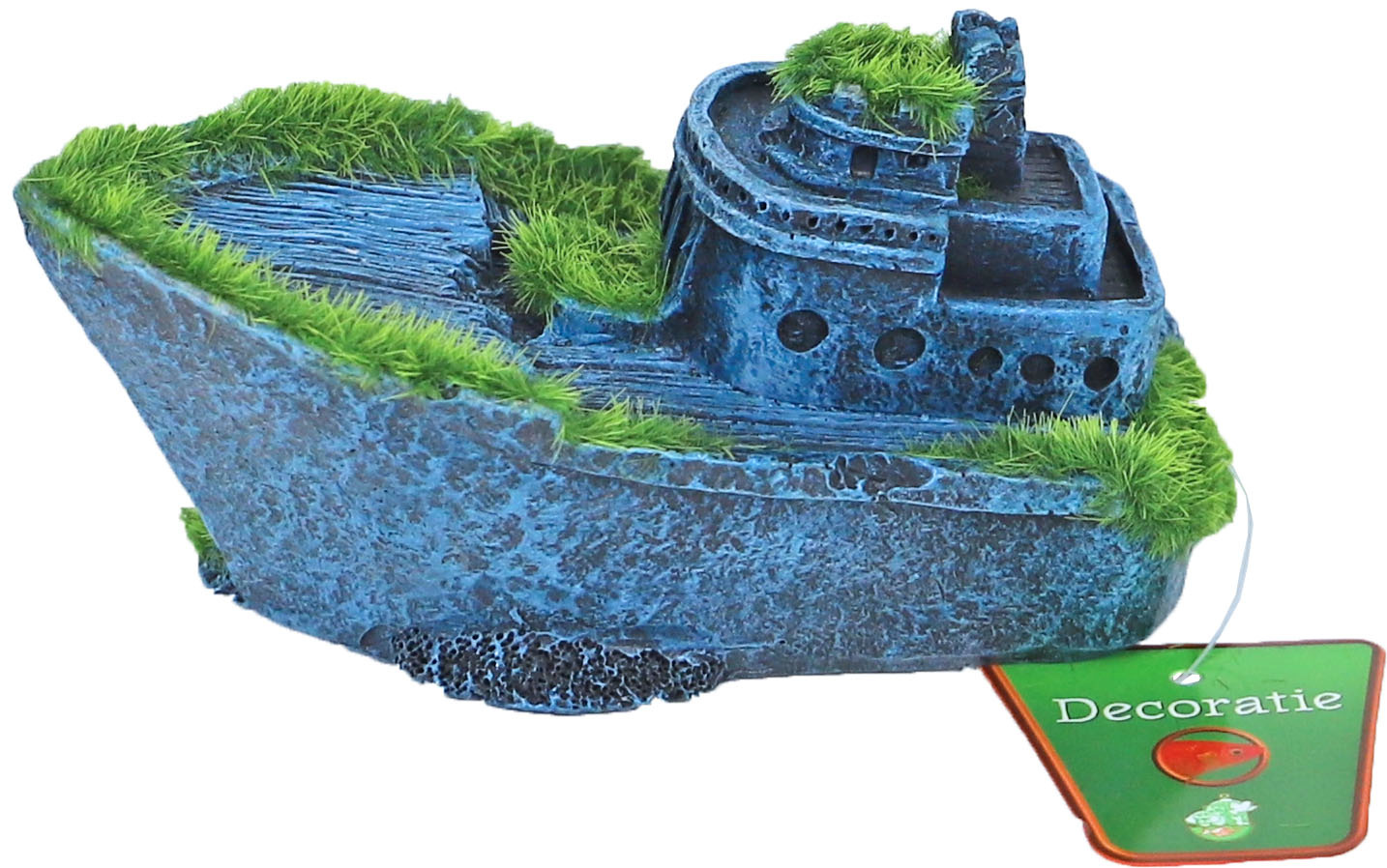 Gebr. De Boon Ornament Polyresin Gezonken Half schip met Mos