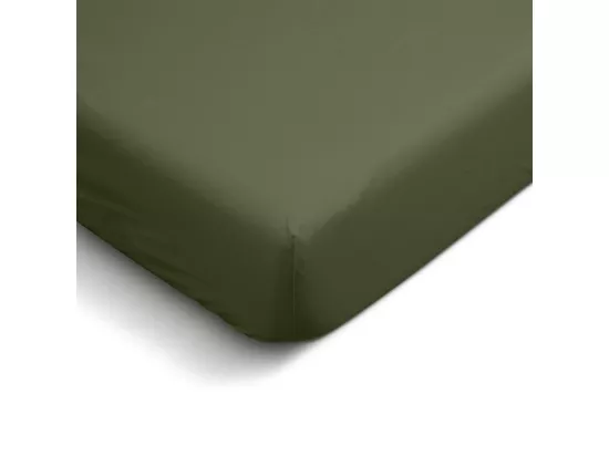 Drap housse uni 100% Percale de coton - Kaki - 140x190cm