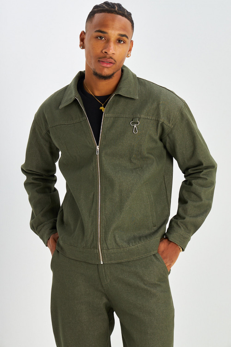 Ensemble 2 pièces veste zippé + pantalon kaki
