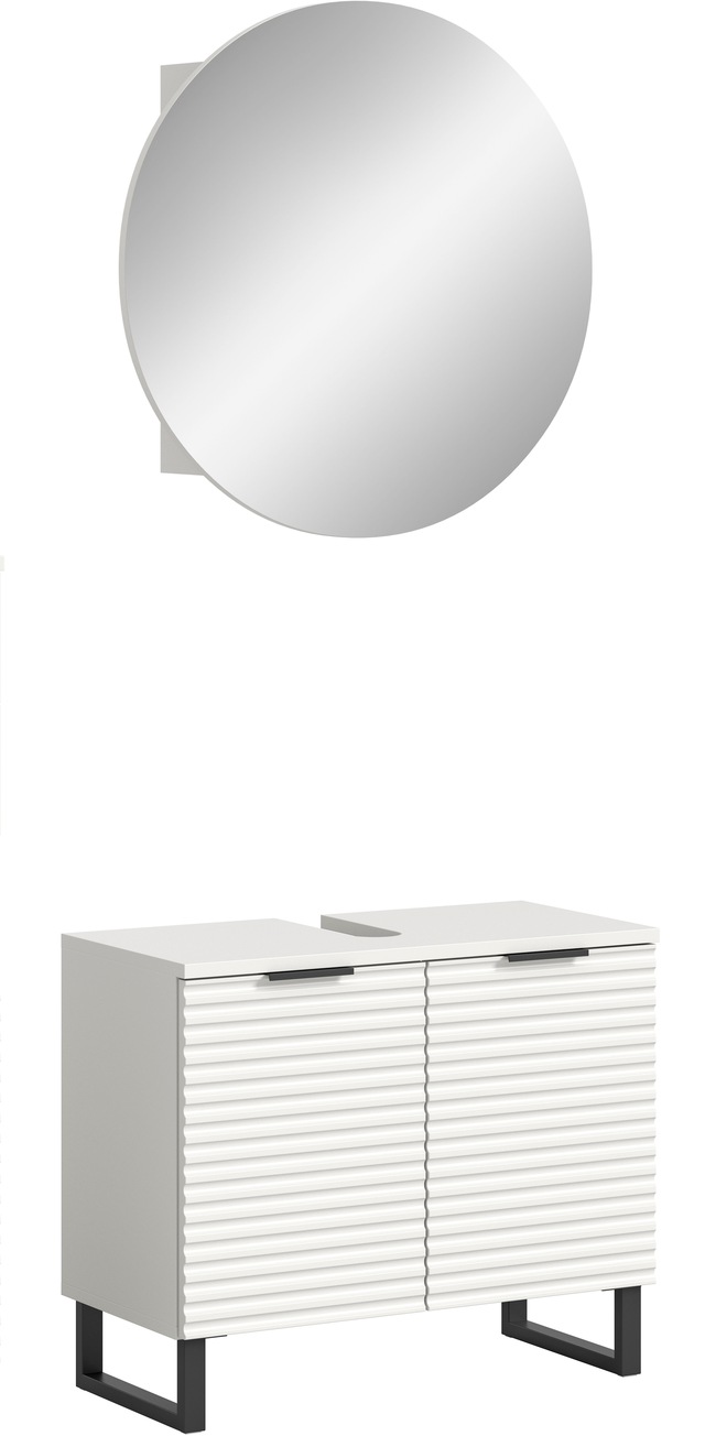welltime Badmöbel-Set »Litica, Breite 70 cm, hochwertige Rillenfräsung, Metallkufen« 2 Stk. tlg.