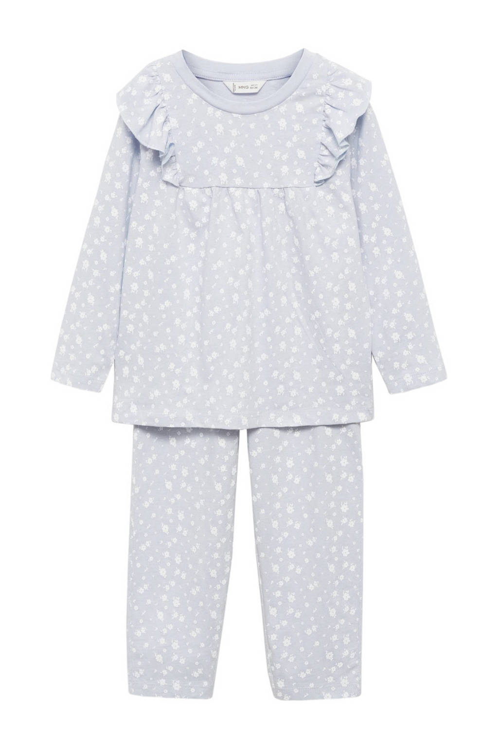 Mango Kids pyjama lichtblauw/wit