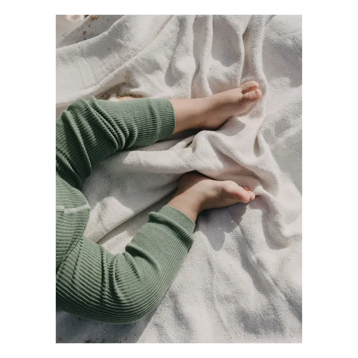 Silly Silas Collants à Bretelles Coton Bio Sans Pieds | Vert céladon
