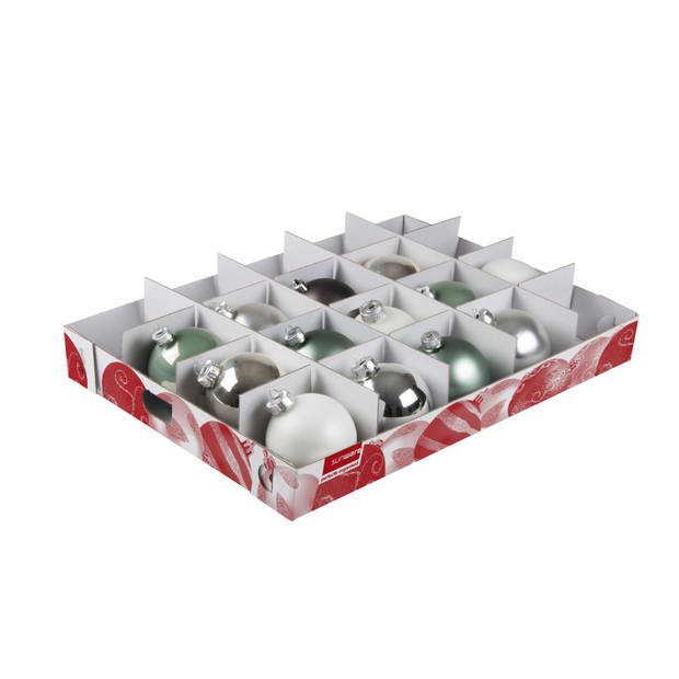 Kerst opbergbox Nesta 60L + verhoogd deksel met trays voor 60 ballen - transparant rood