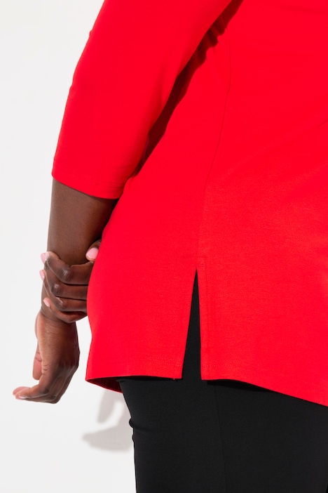 Shirt, tiefer Rundhalsausschnitt, 3/4 Arm