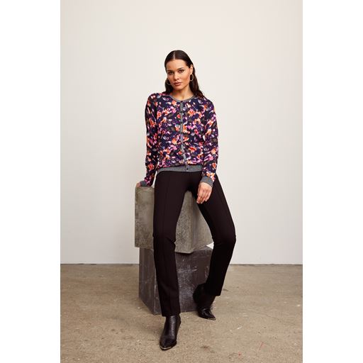 Micha Langærmet Cardigan, Navy Print, XXL