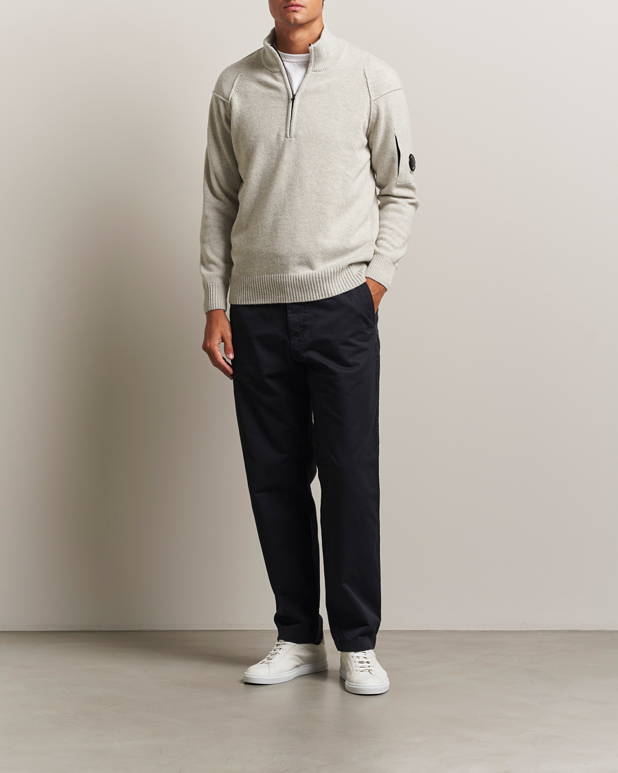 C.P. Company Knitted Lambswool Half-Zip Light Grey