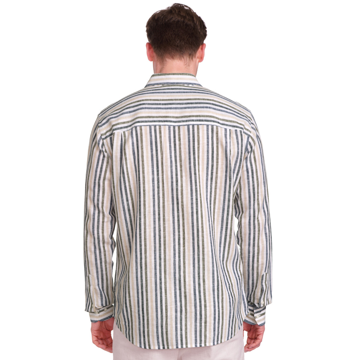 VanVaan Herren Hemd mit Streifen weiss / dunkelblau / beige