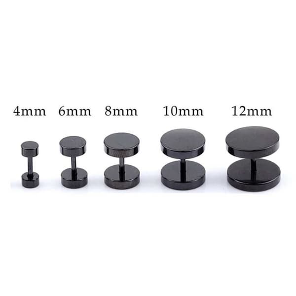 2 -pakk svart falsk plugg falske strekkørring piercing smykker - 6mm