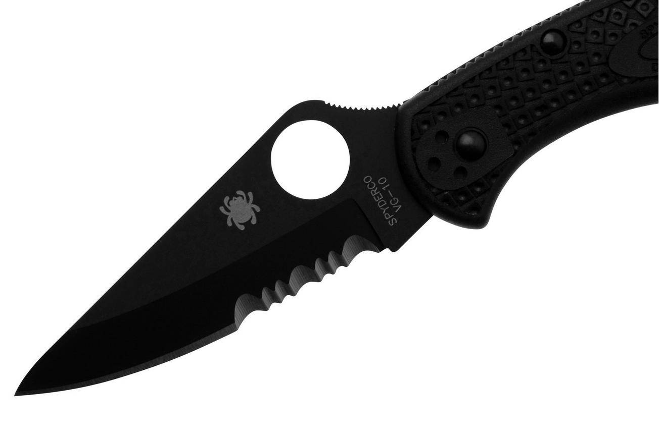 Spyderco Delica 4 Lightweight Black C11PSBBK Black FRN, partly serrated zakmes