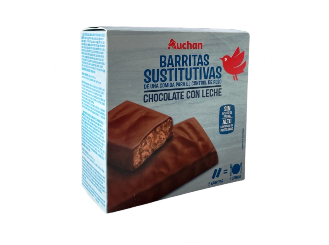 BARRITAS AUCHAN SUBSTITUTAS REFEIÇÃO CHOCOLATE LEITE 192G (6X32G)
