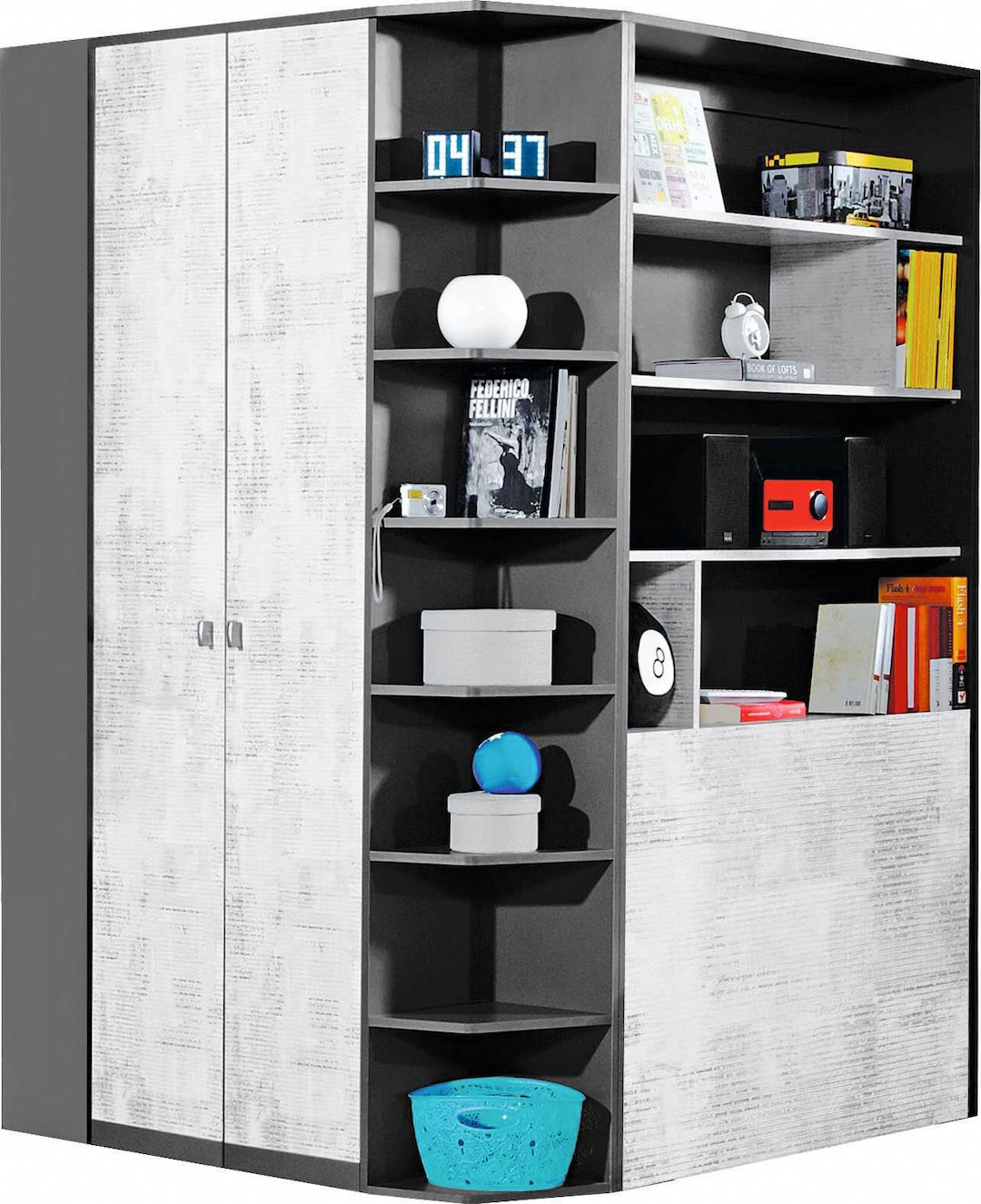 Eckschrank Tablo Graphit/Engima Nachbildung ca. 135 x 195 x 135 cm