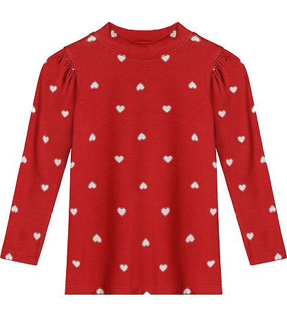 Fliink Bluse - Kelly - Puff - Pompeian Red/Beige Herz