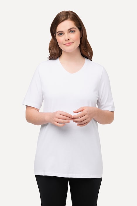 T-Shirts, 2er-Pack, V-Ausschnitt, Halbarm, Biobaumwolle