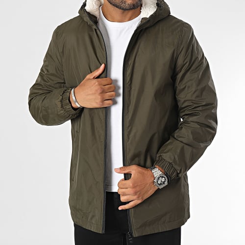 Veste Zippée Capuche Vert Kaki