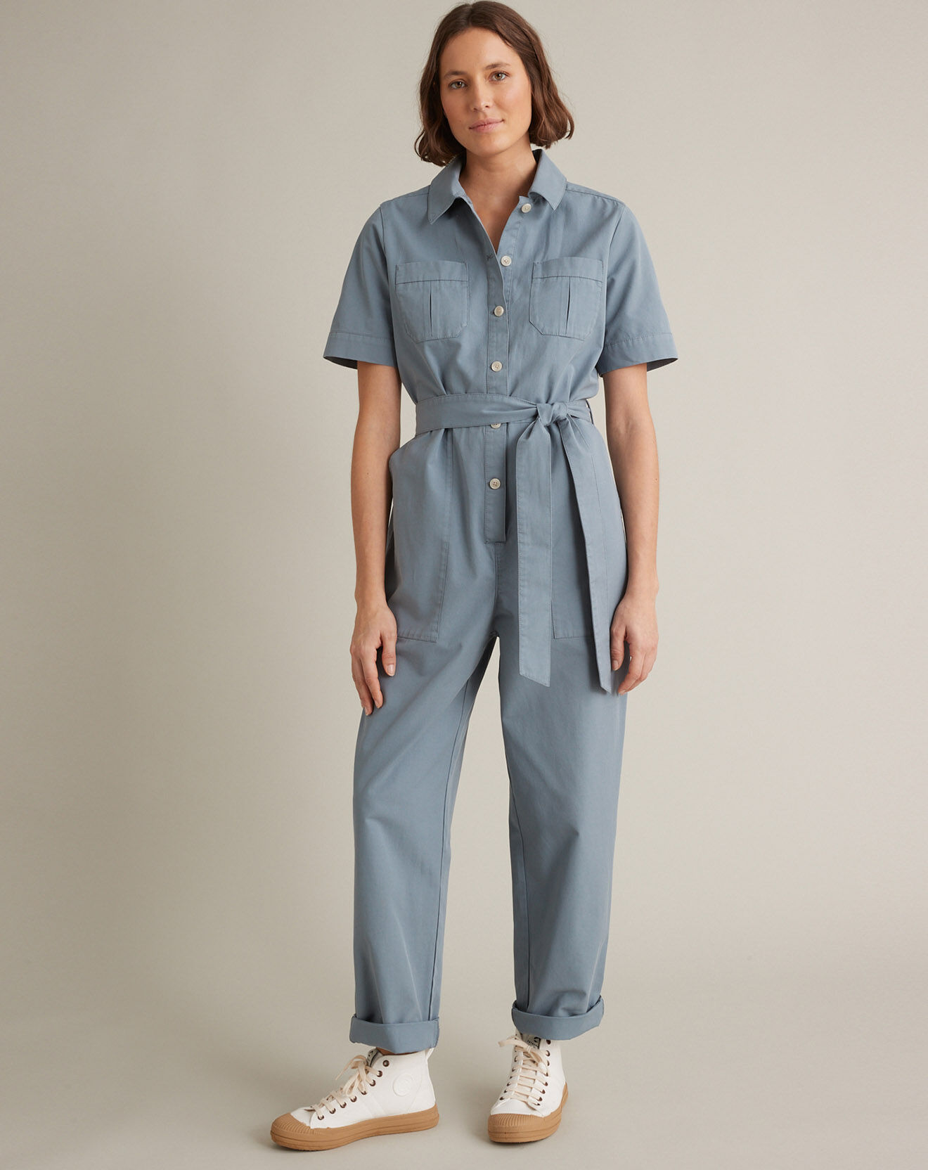 Cyrillus Combinaison en Coton & Lin bleue