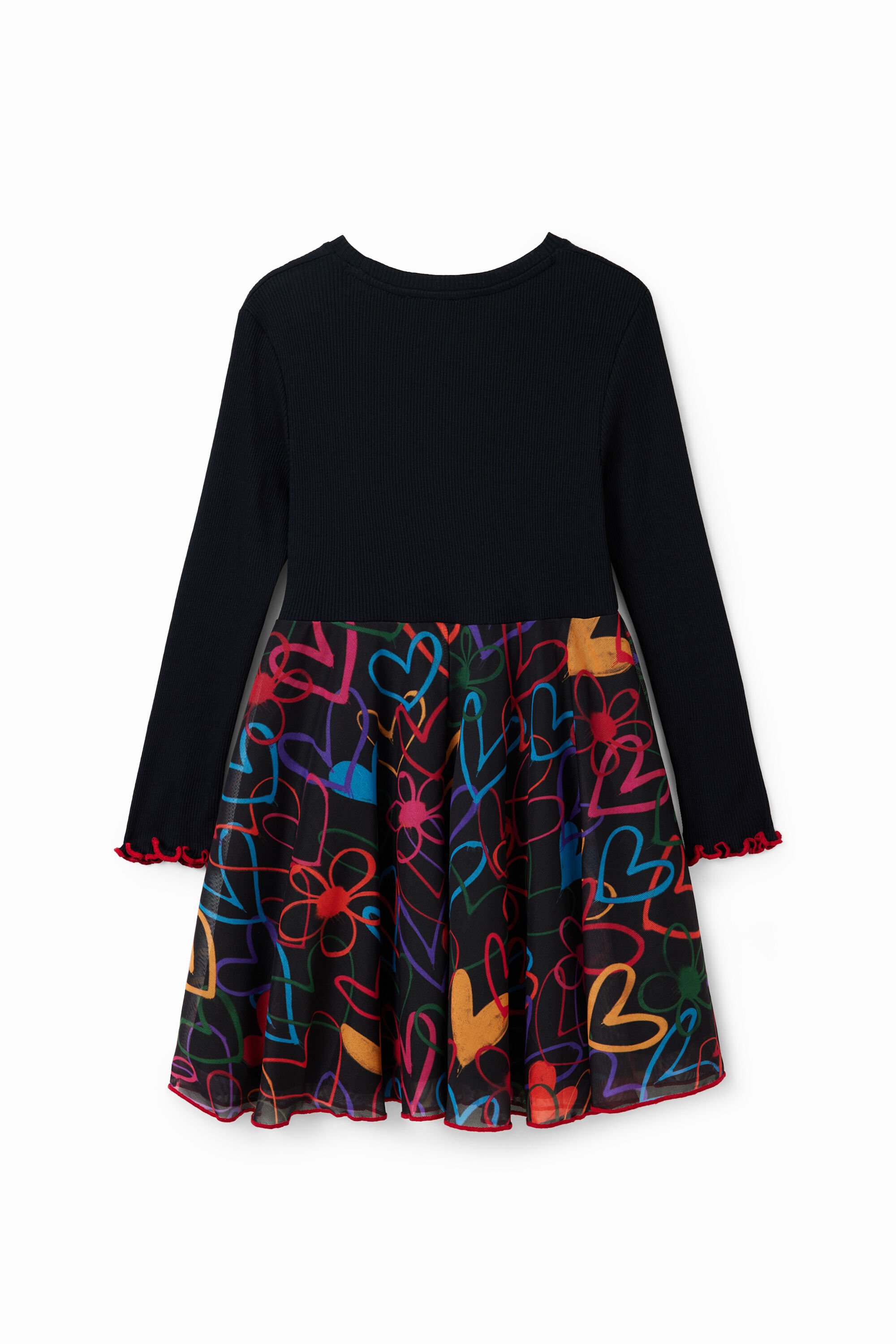 Vestido curto com estampa de corações