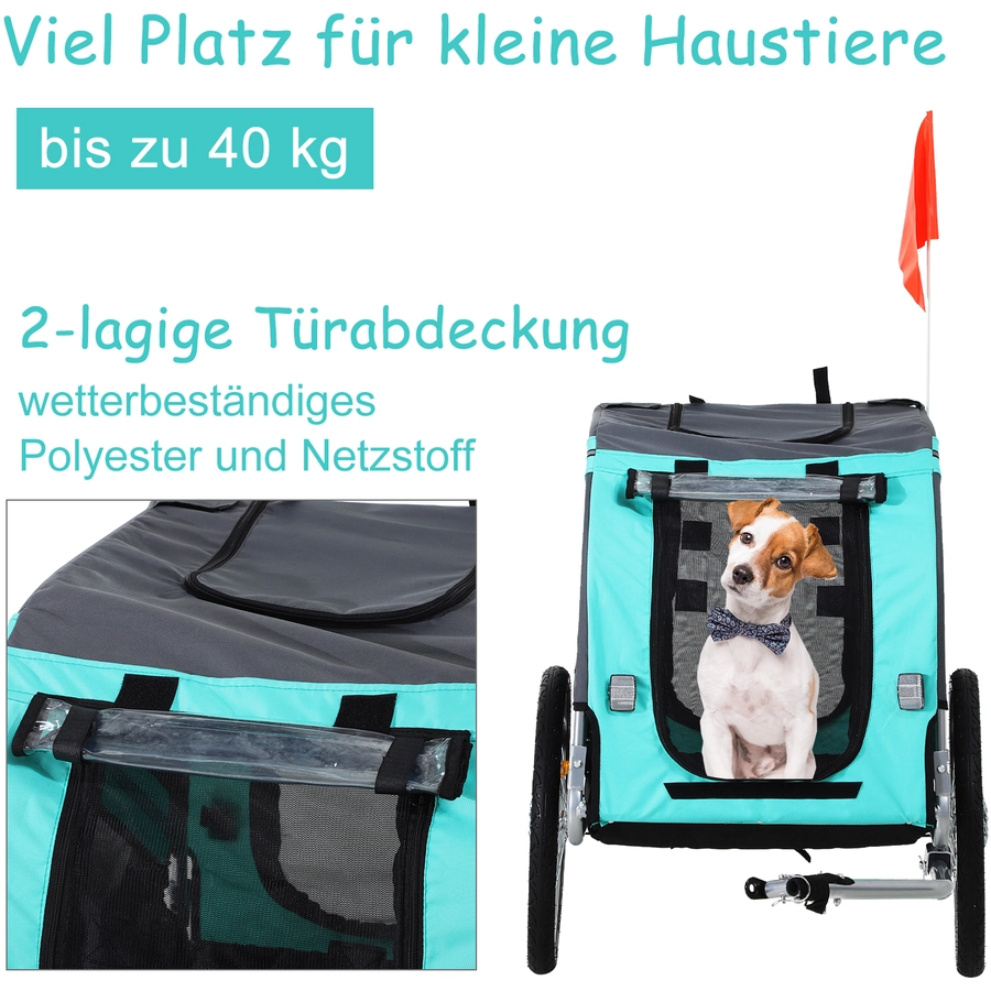 PawHut Fahrradanhänger für Hunde grün
