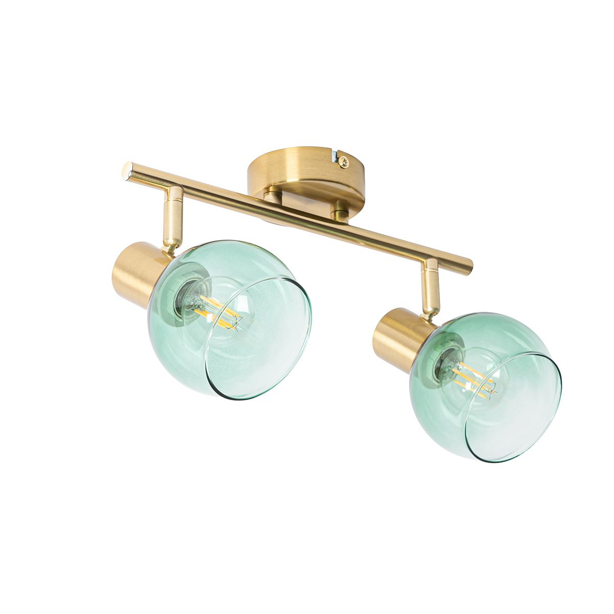 Art Deco spot goud met groen glas 2-lichts - Vidro
