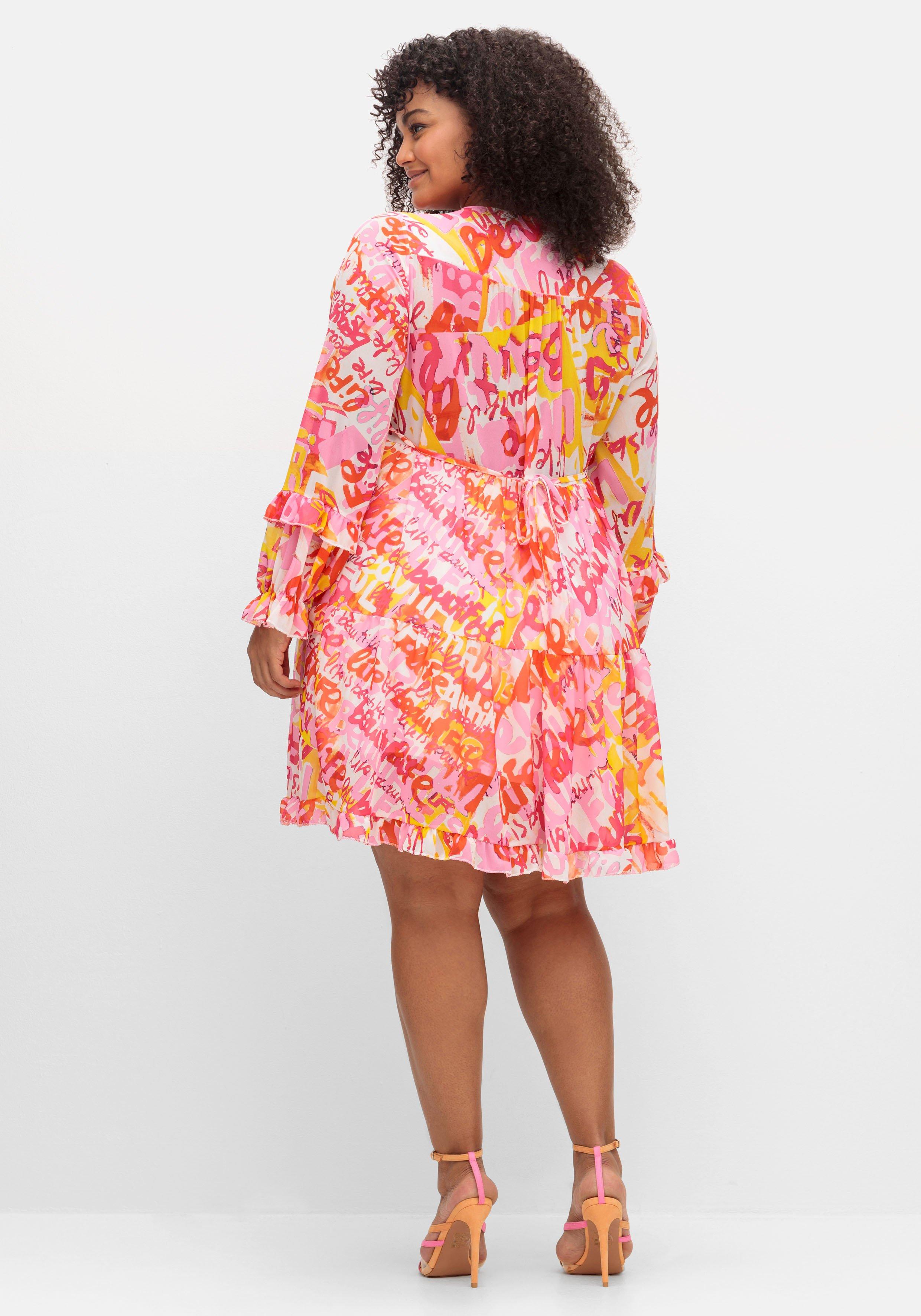 Rüschenkleid mit Bindeband im Rücken
