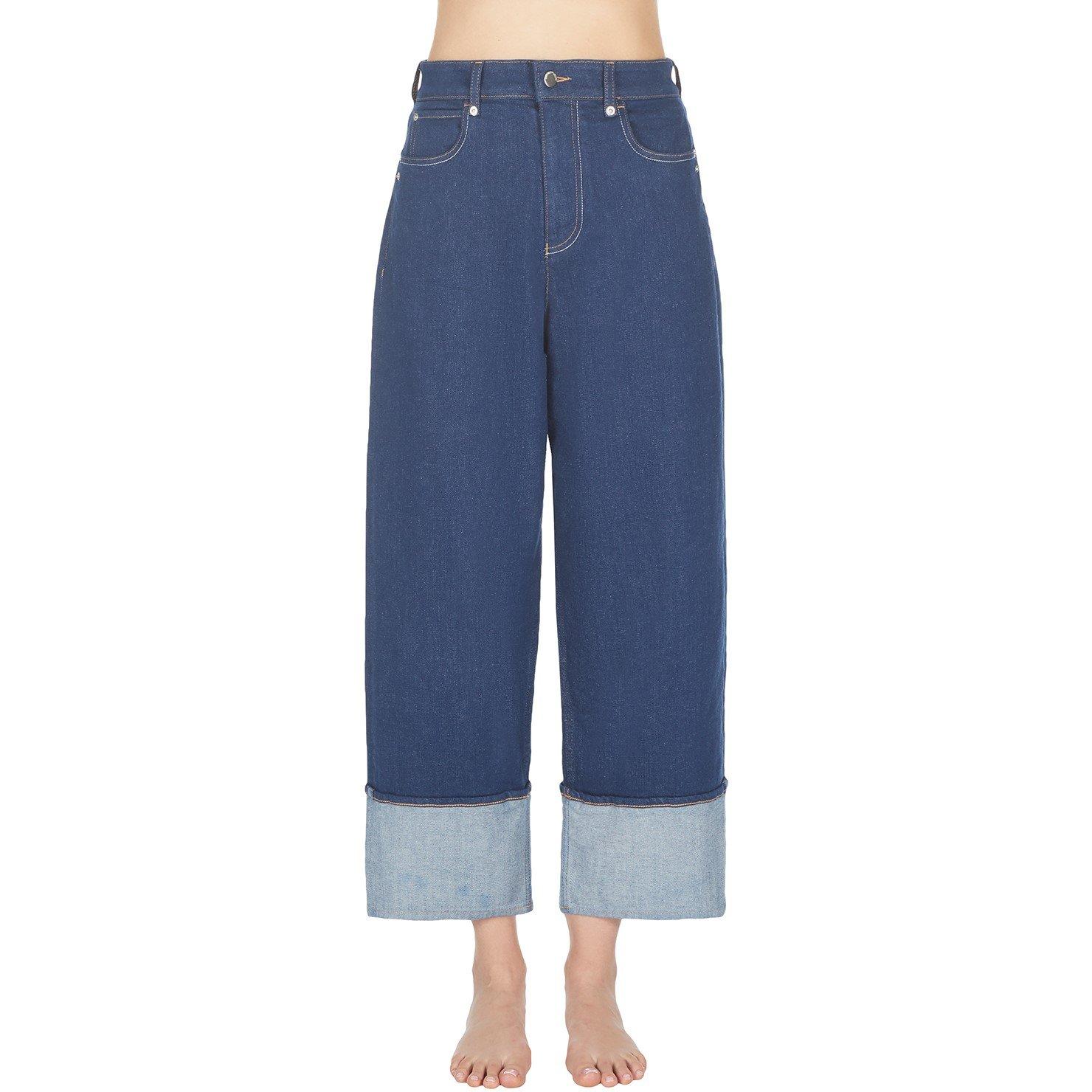 Emporio Armani Wide Leg Turn Up Jeans
