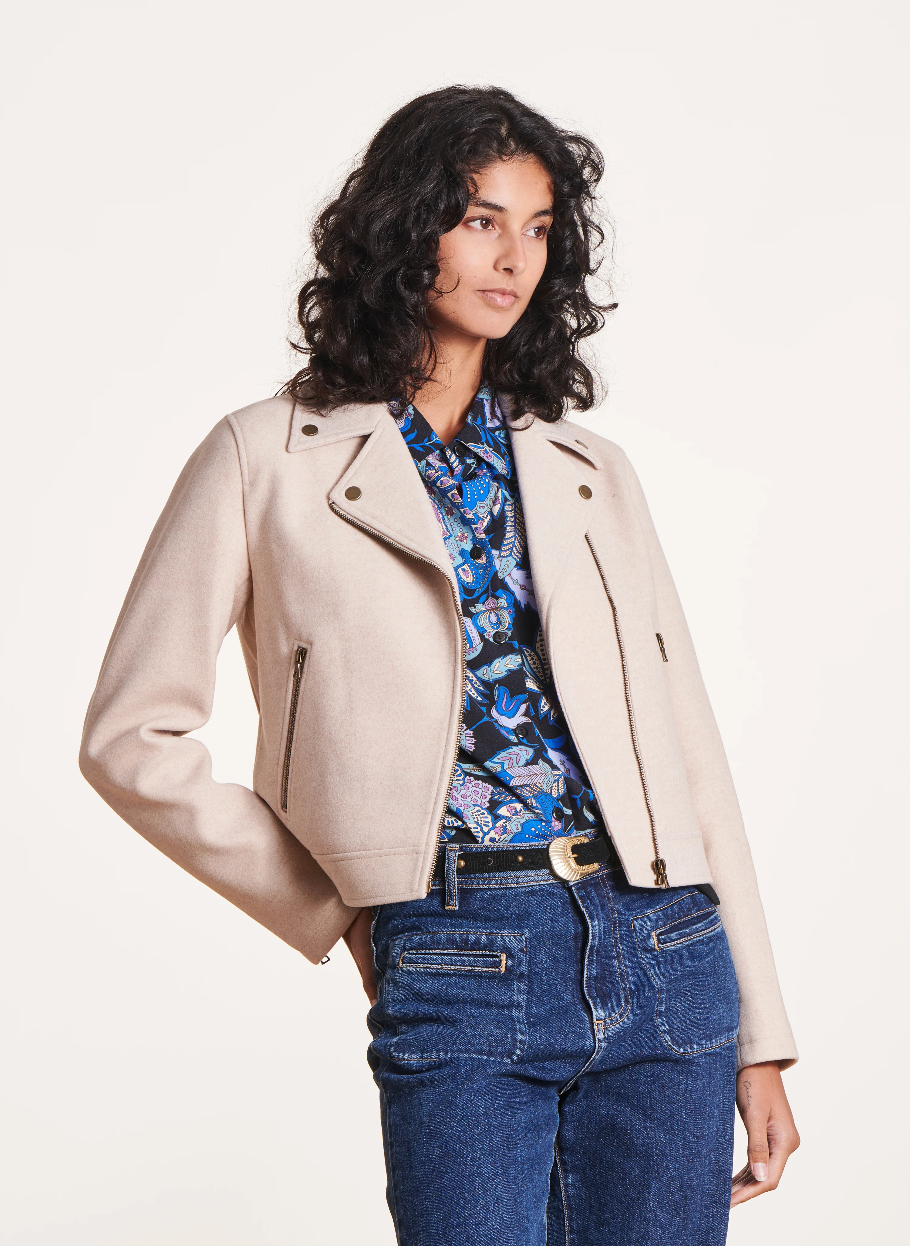 Blouson en fibres recyclées mélangées | Blanc