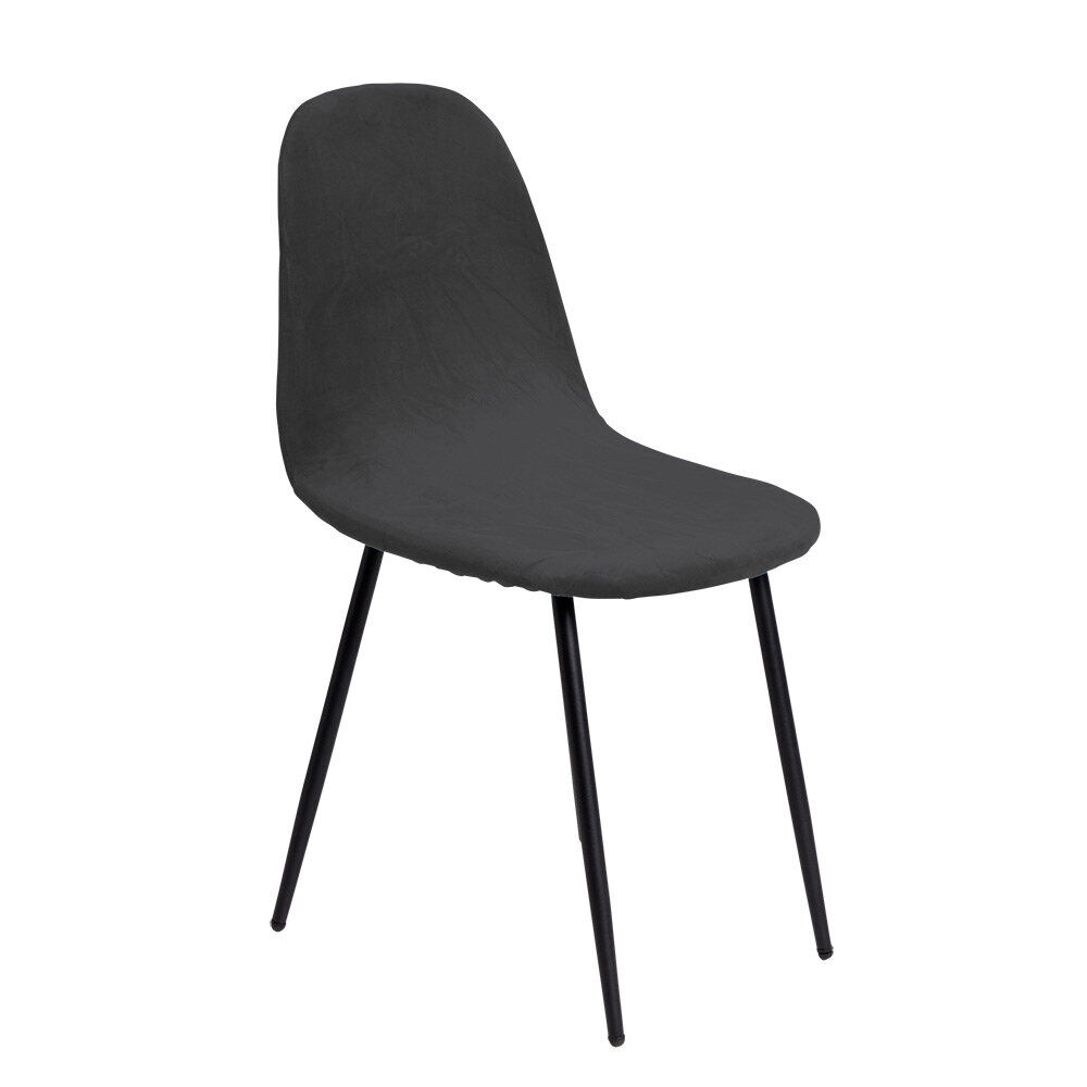 Housse de chaise velours extensible gris L45xP40xH45cm