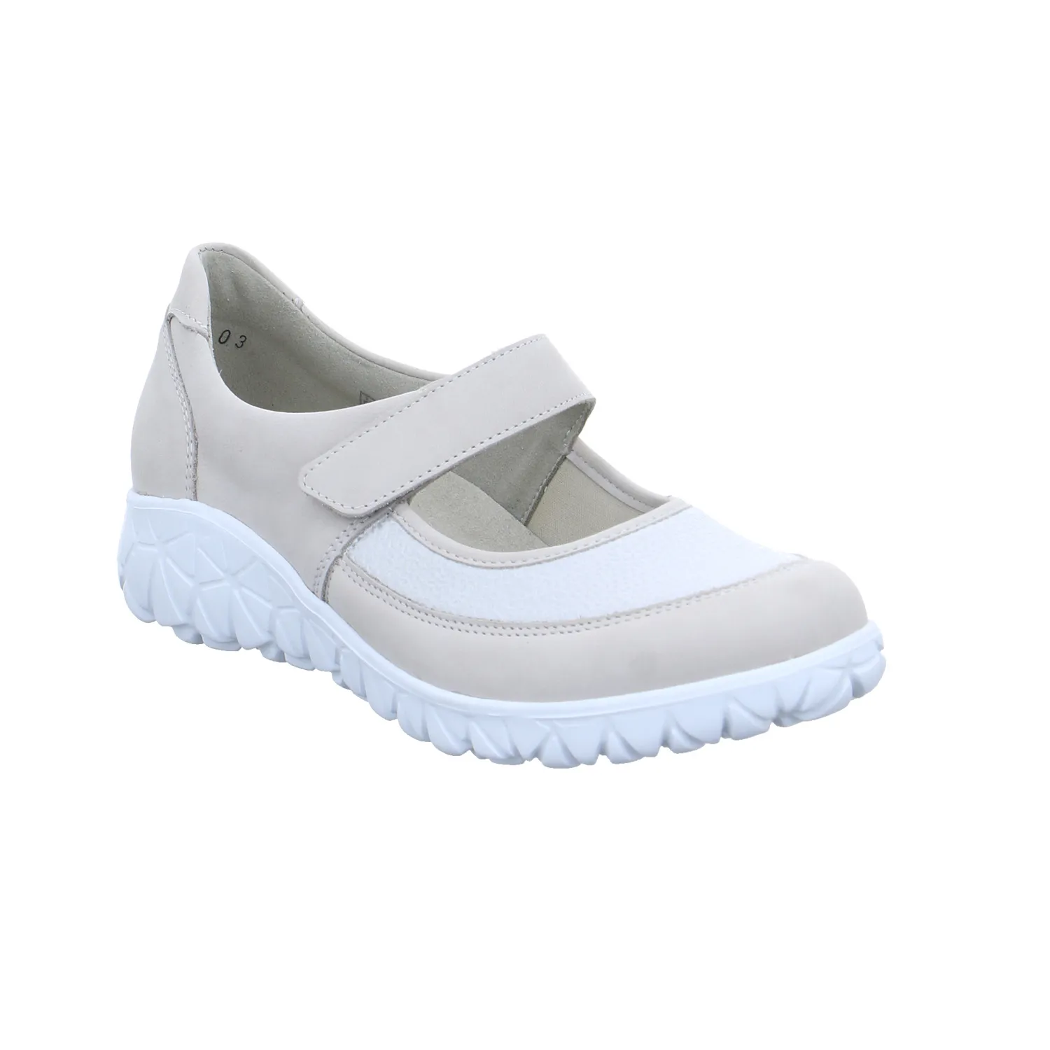 WALDLÄUFER Comfort-Ballerina Hellgrau Leder  mit Wechselfussbett
