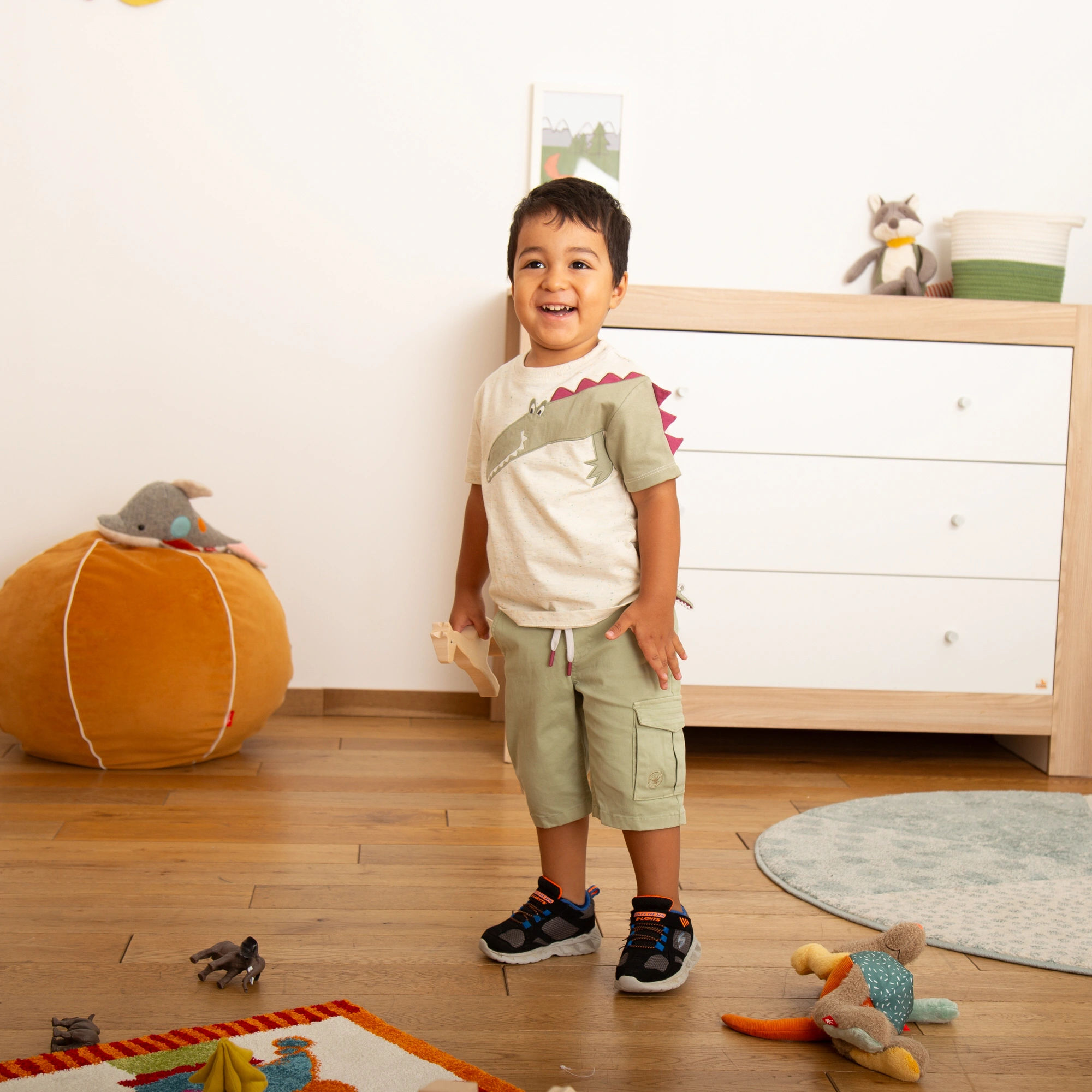 T-Shirt M - WILD CROCODILE HEAD in beige