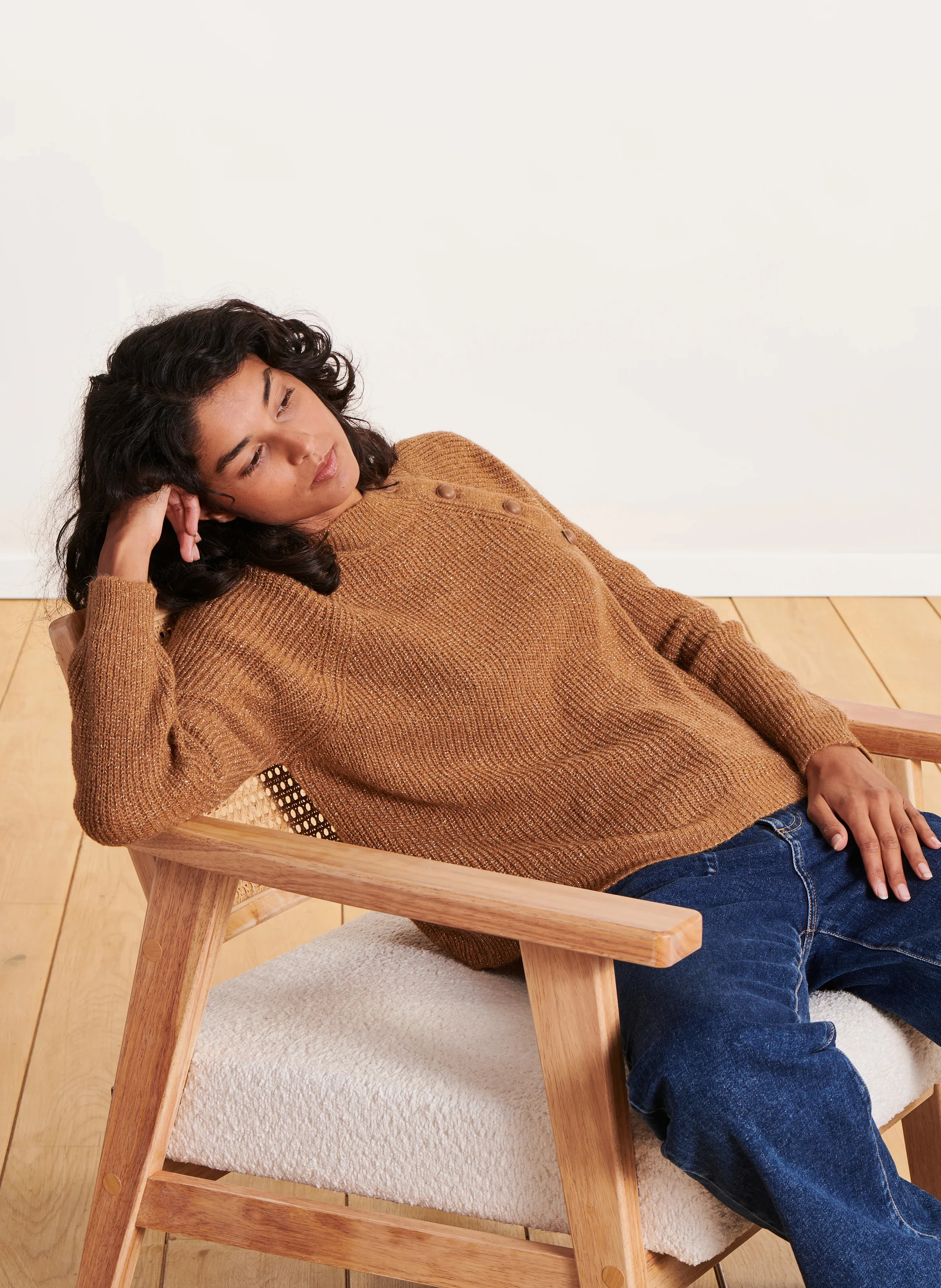 Pull col rond| Marron