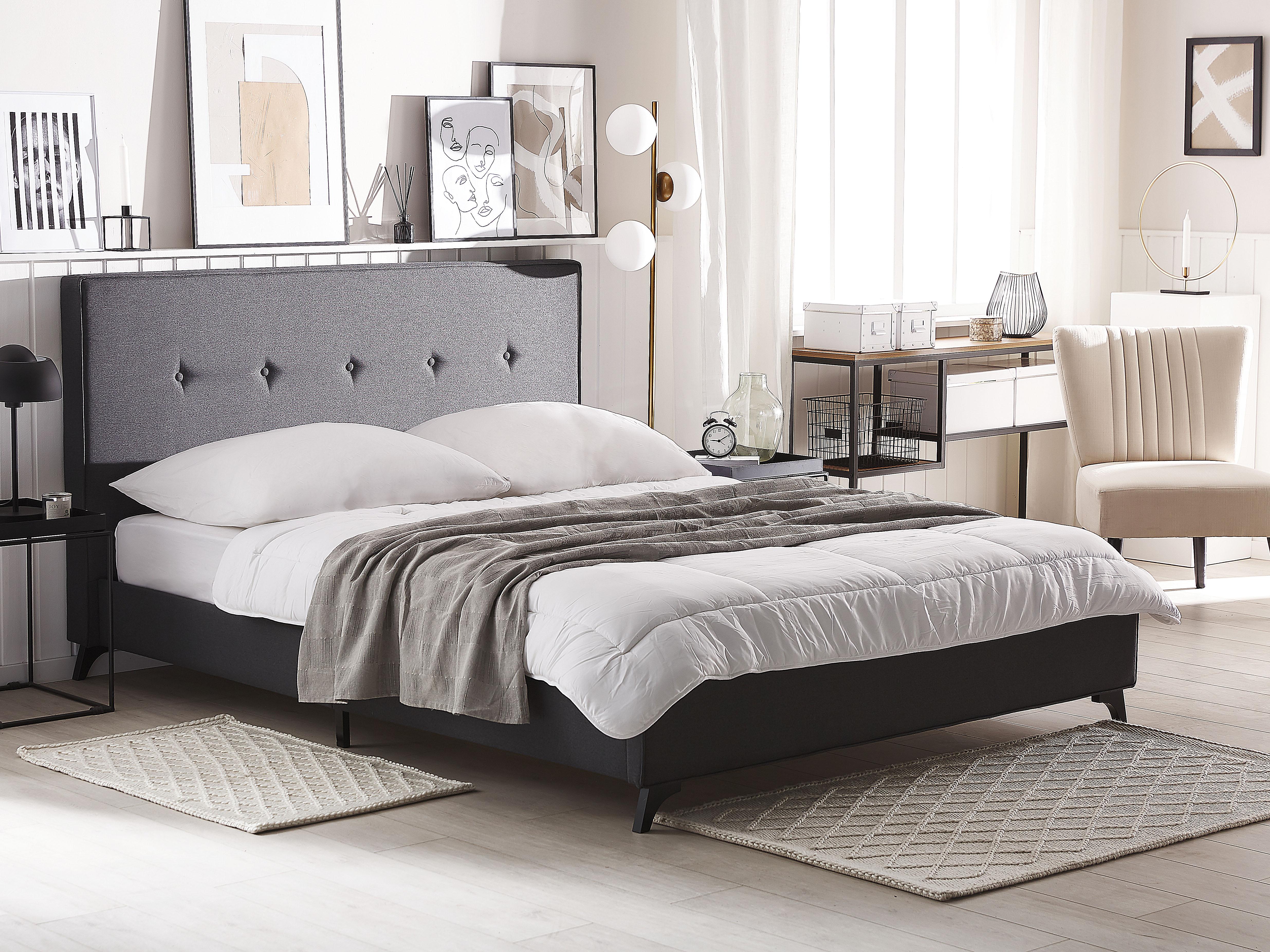 Bed Stof AMBASSADOR 160 x 200 cm Donkergrijs