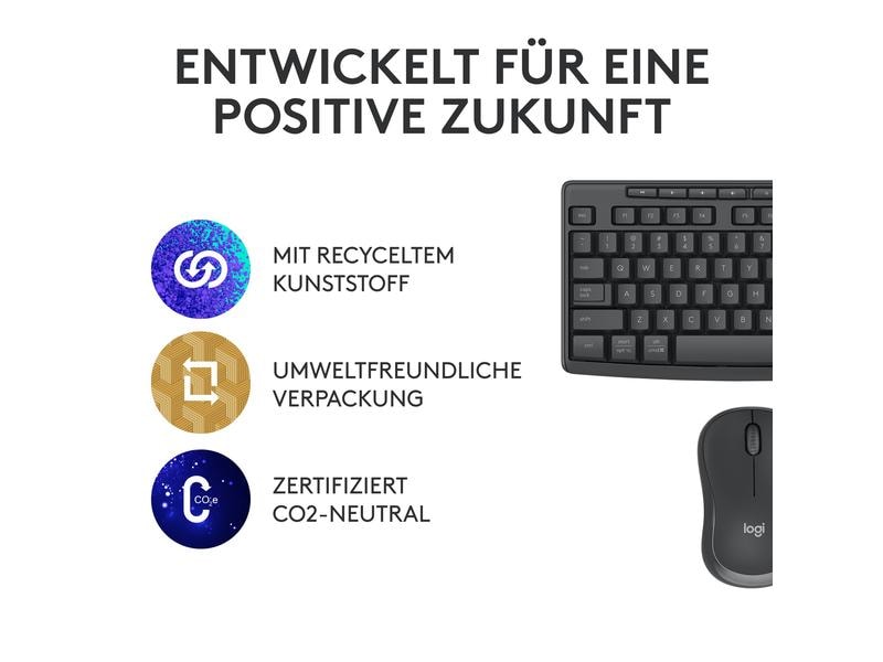 Logitech MK370 for Business Kabellose Tastatur und geräuscharme Maus