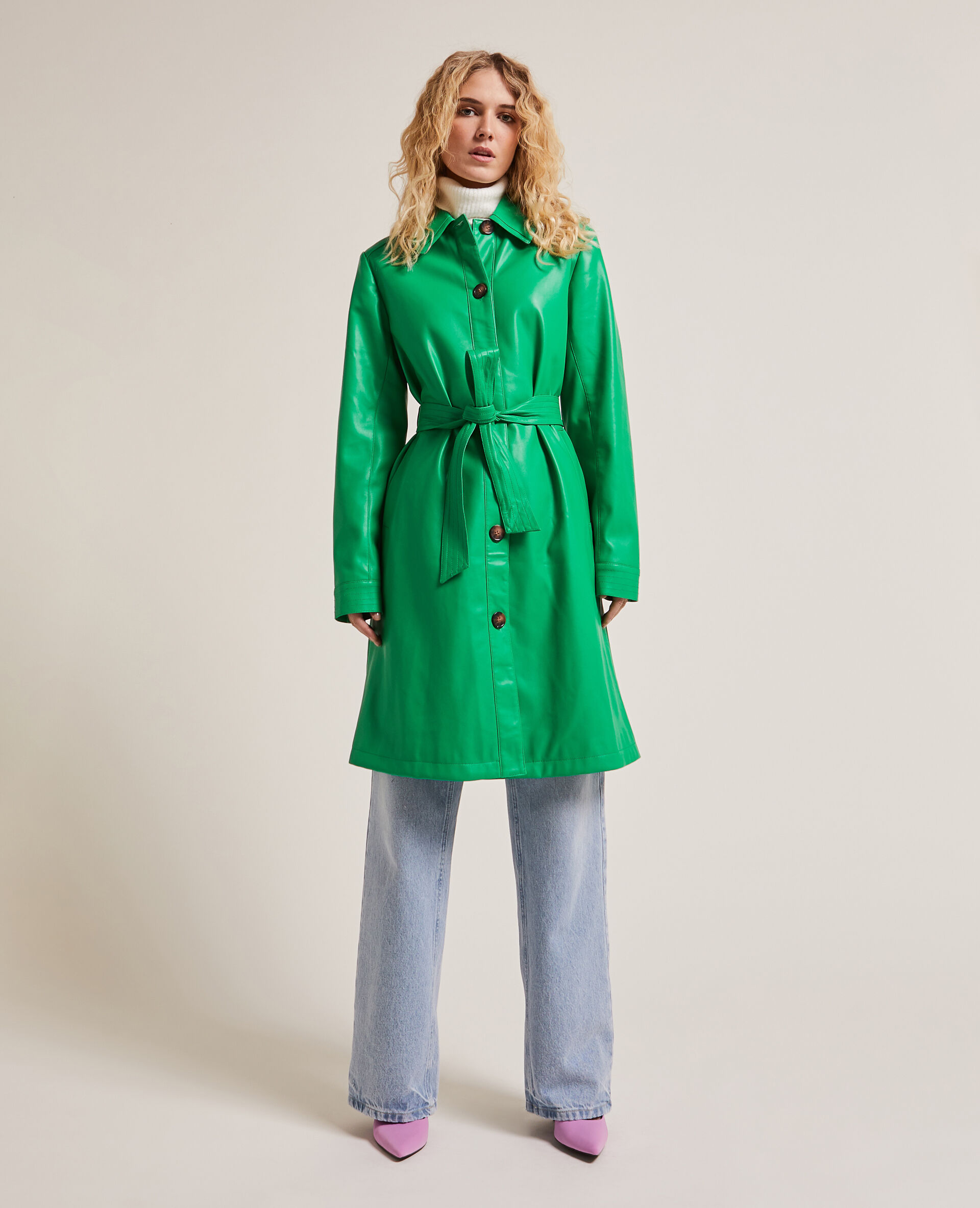 Trench droit en simili - Vert