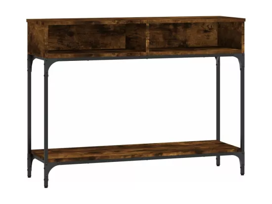 Table console chêne fumé 100x30,5x75 cm bois d'ingénierie