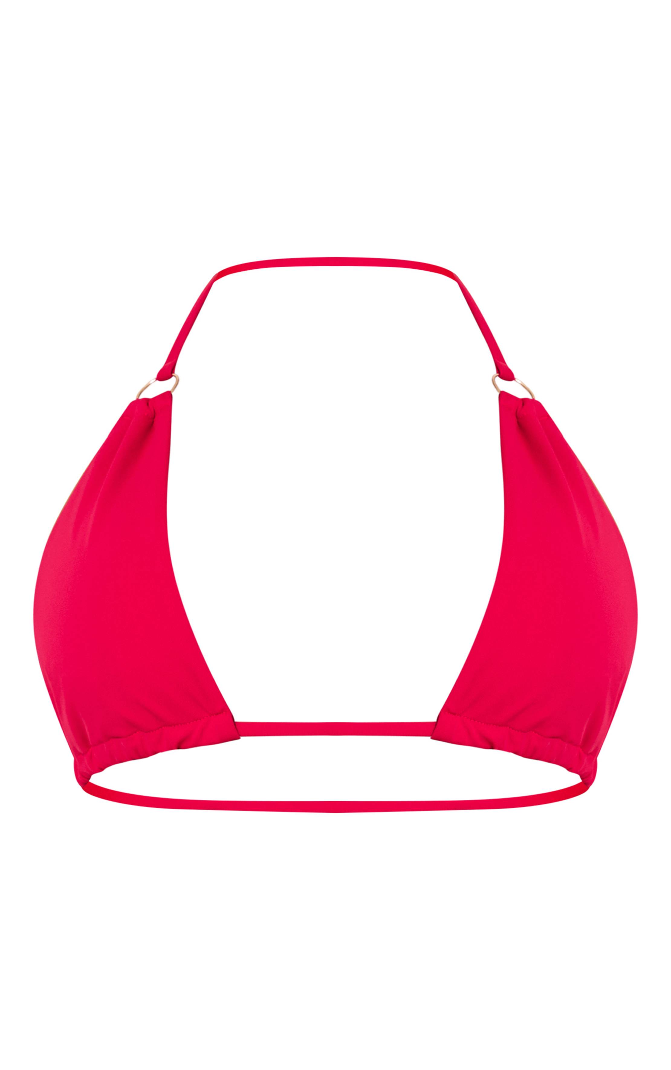 Fuchsia Haut De Bikini Triangle À Apex Haut Avec Mini Anneaux