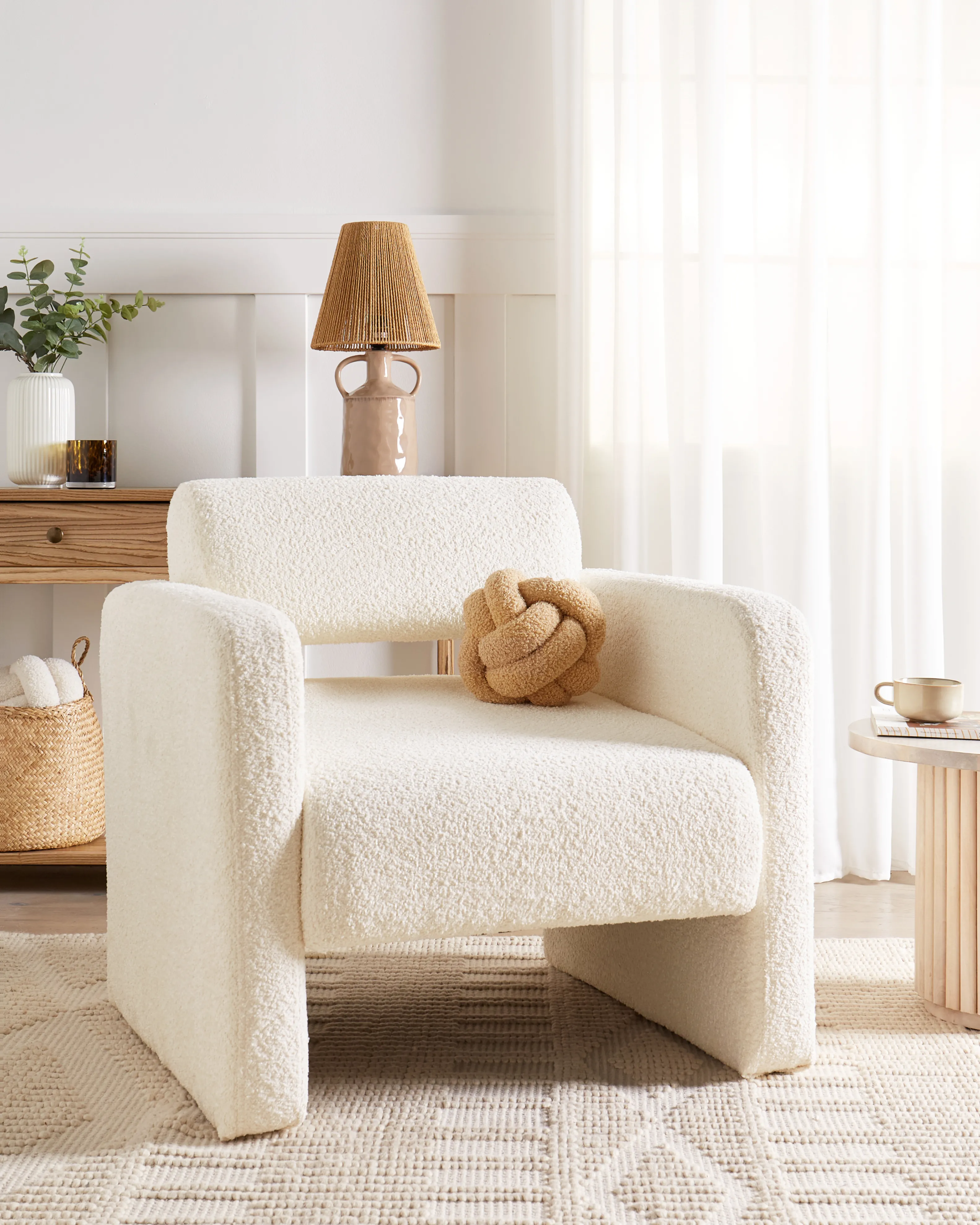 Fauteuil HALLSBERG Bouclé Gebroken wit