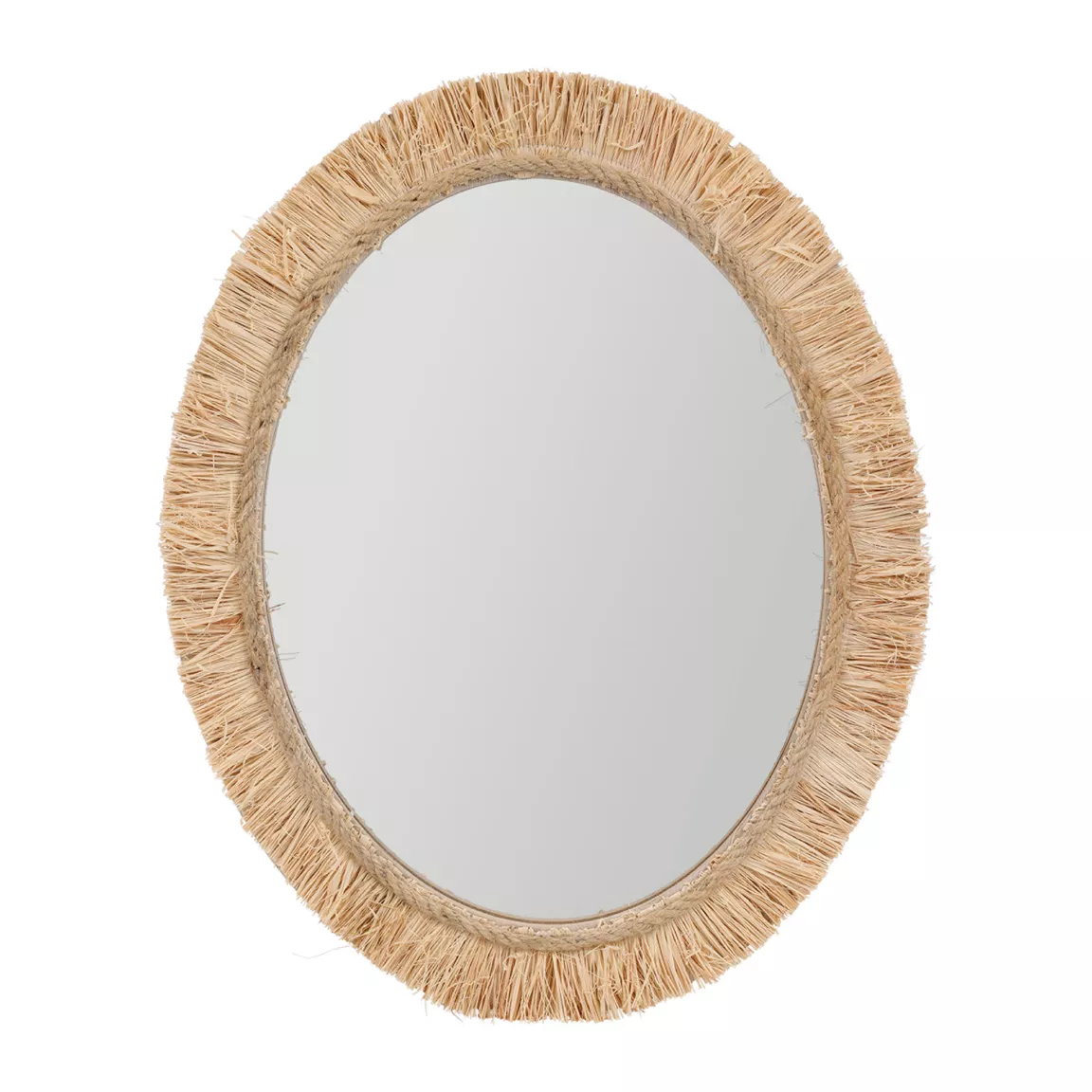 Miroir mural en fibres naturelles (H50 cm) Ovale Bohème Beige