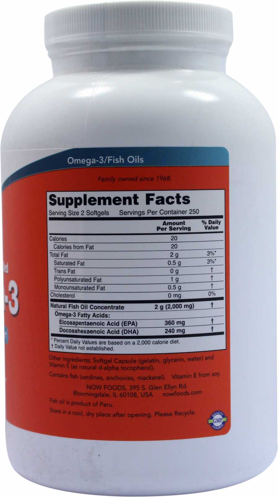 NOW Foods Destiladas Molecularmente Con Omega-3 30 Cápsulas Blandas