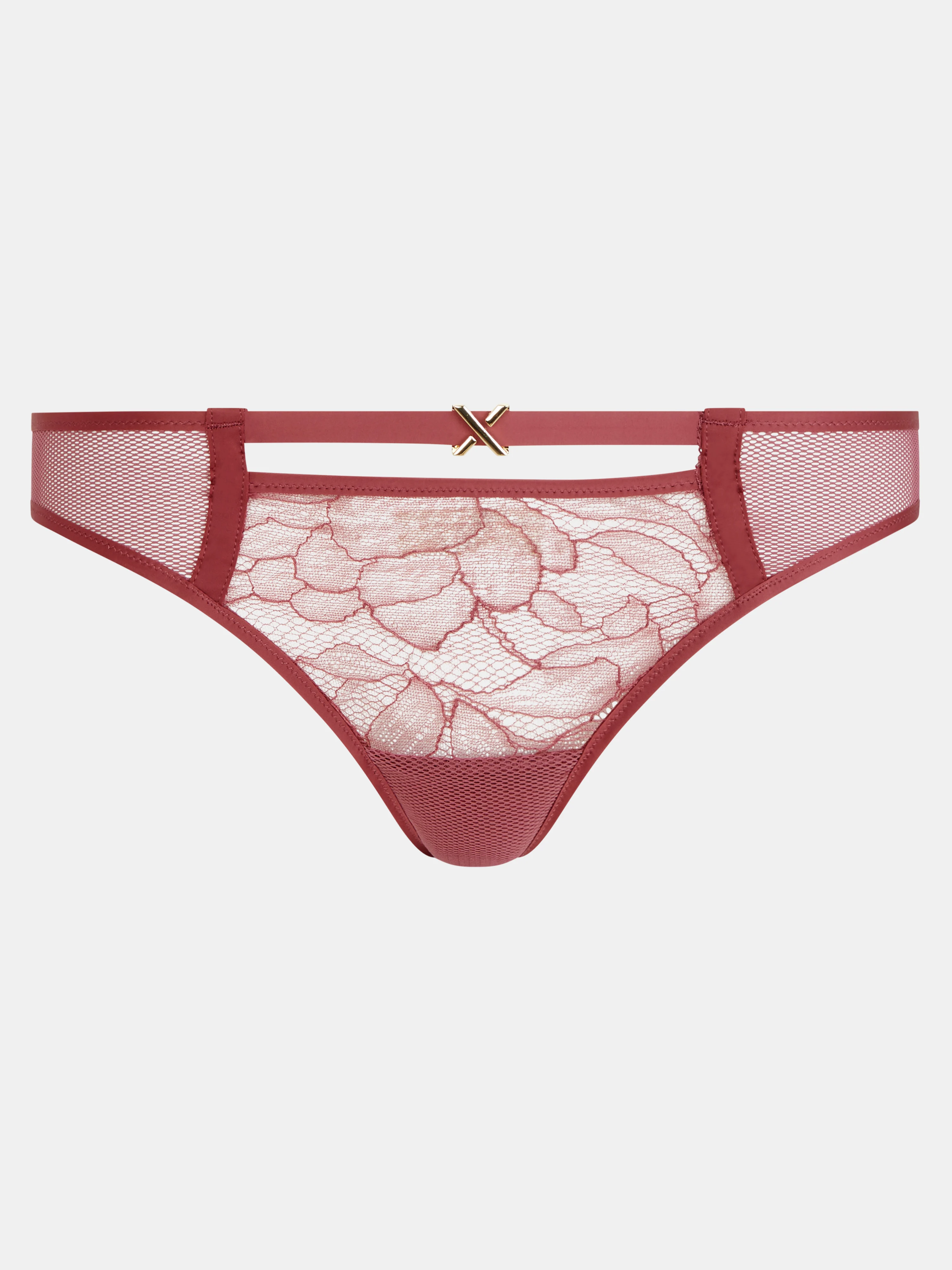 XQUISITE - Tanga avec dentelle de leavers | Rose