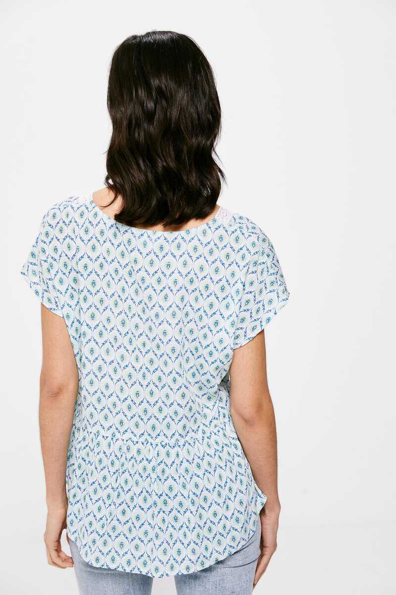 Blusa de renda estampada - Amarela