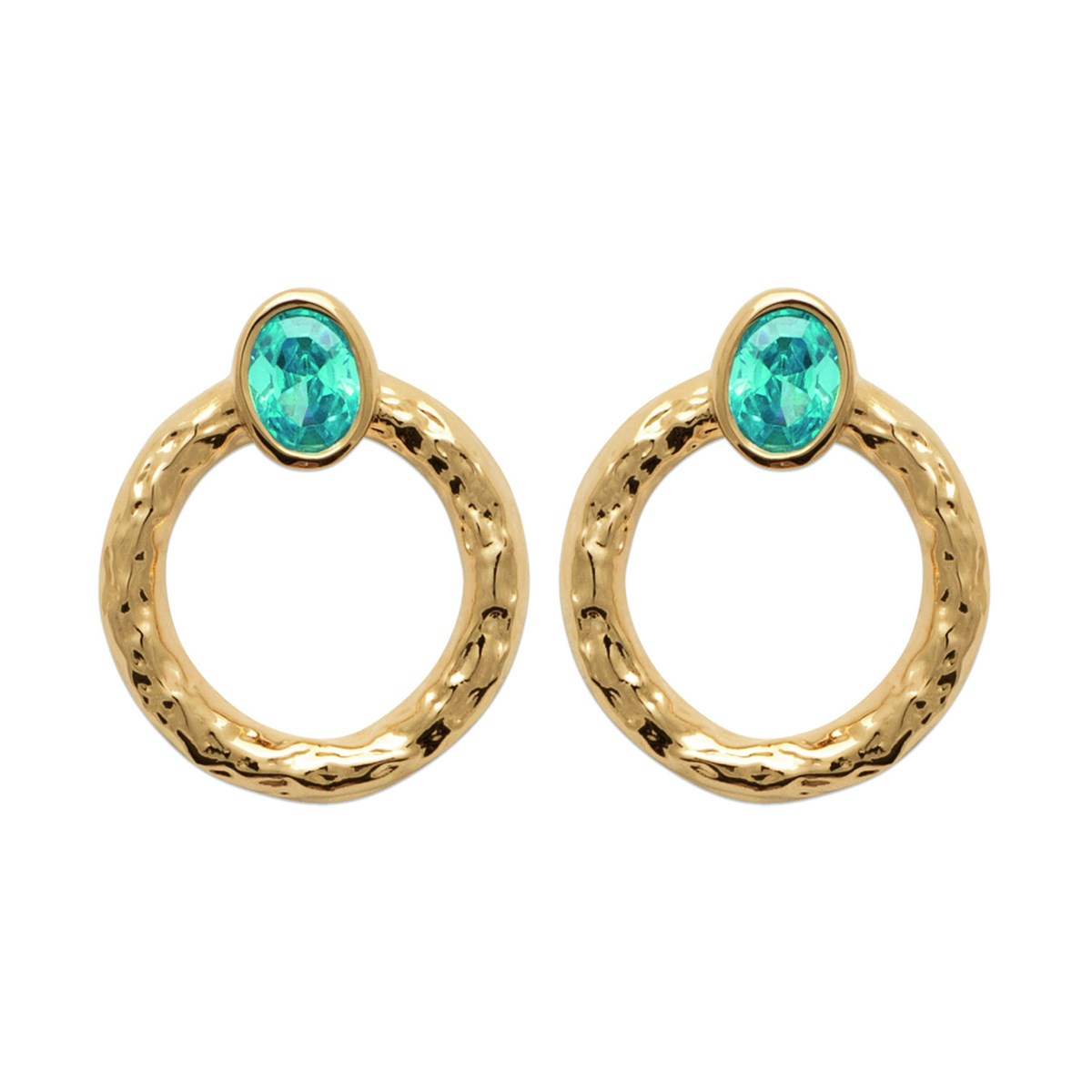 Boucles d'oreilles Brillaxis plaqué or bleu