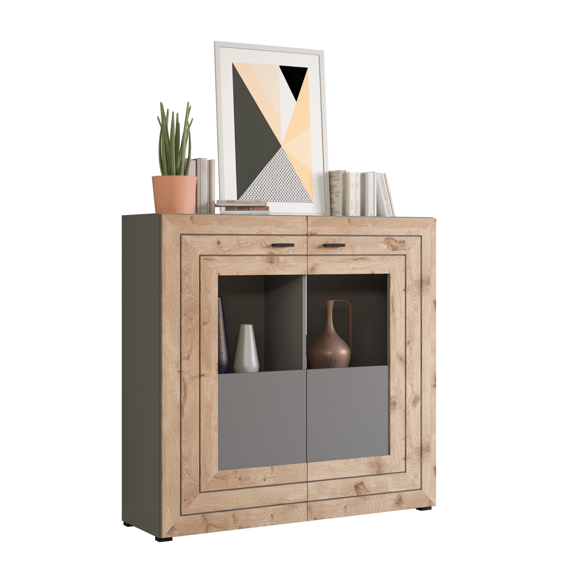Highboard FRENO - grau - Nox Oak - 120 cm
